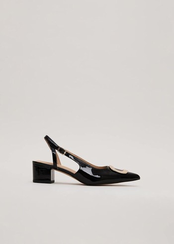 Phase Eight Patent Block Heels Black Canada | DNRUCQ-265